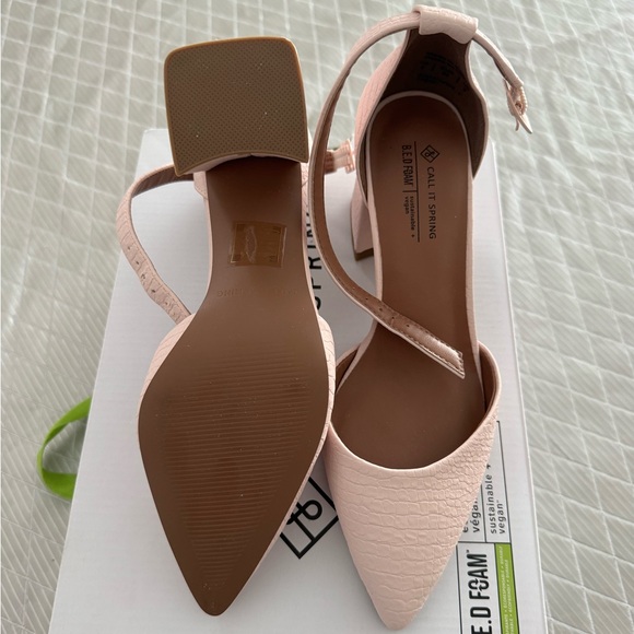 Call It Spring Blush Pink Textured Heels - Picture 3 of 3